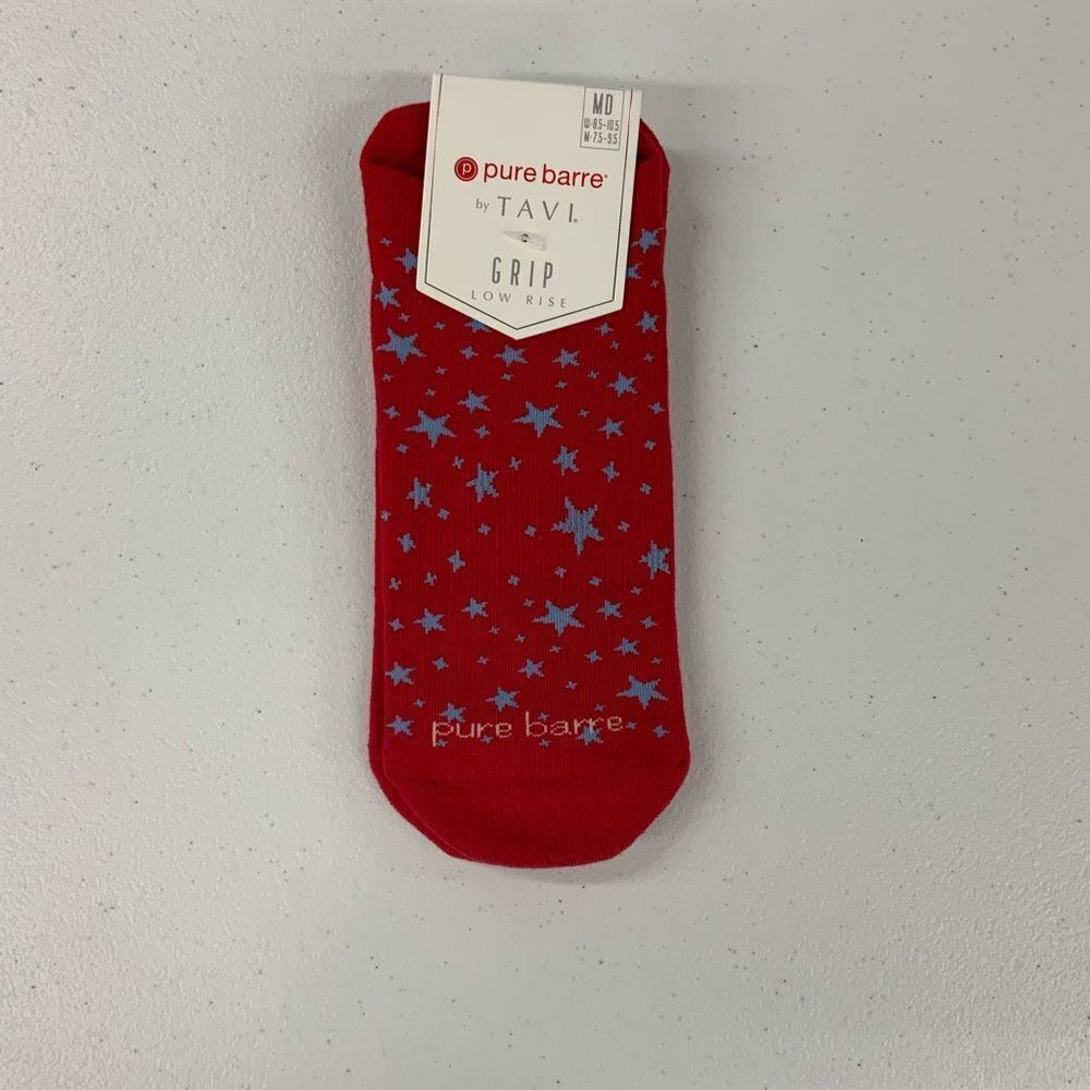 Pure Barre Grip Low Rise Socks Red/Blue Small and Medium - Picture 1 of 2